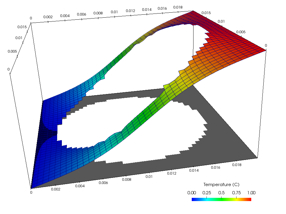  Temperature field on a microscale loaded with temperature gradient